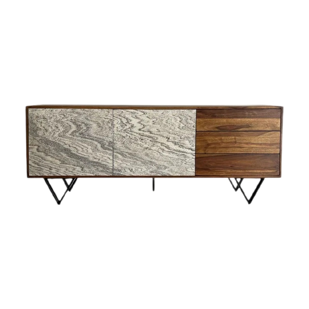 **Meuble de rangement moderne en bois avec finition en acier**