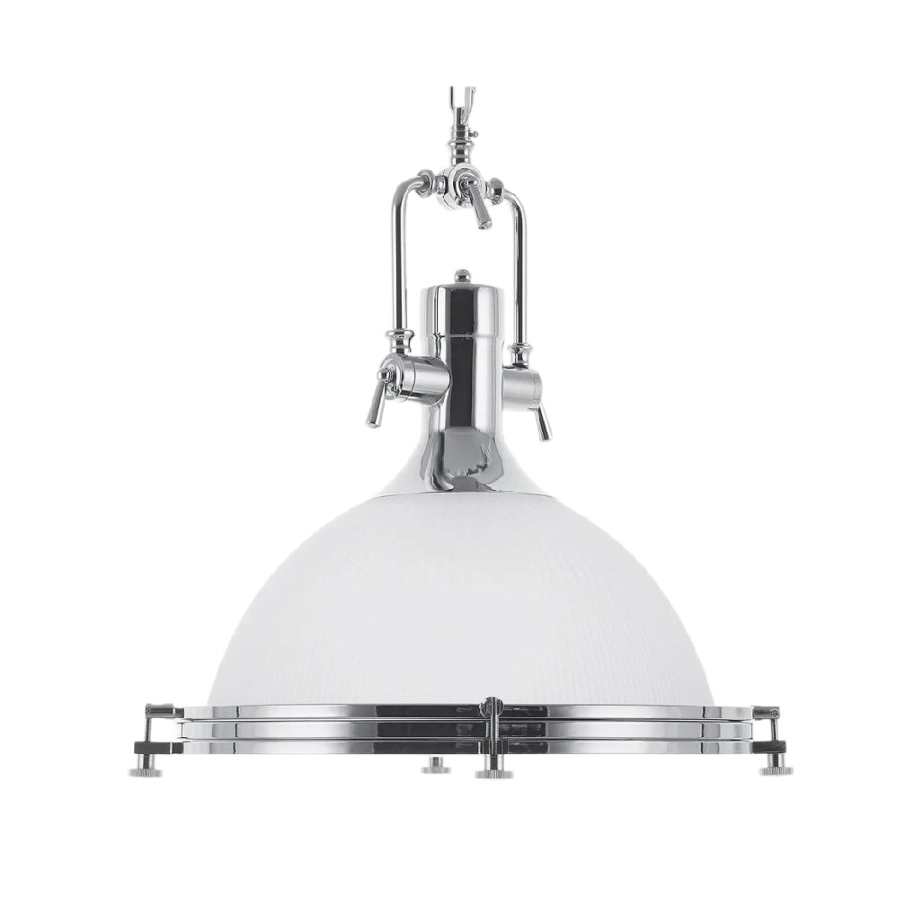 **Suspension Vintage en Acier Inoxydable avec Abat-jour en Verre**