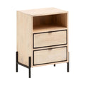 **Table de chevet en bois avec tiroirs et support métal**